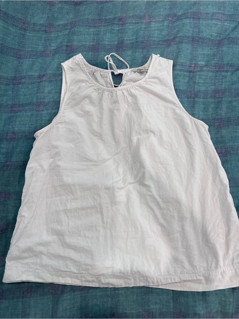 J. Crew White Cotton Sleeveless Tie-Back Tank
